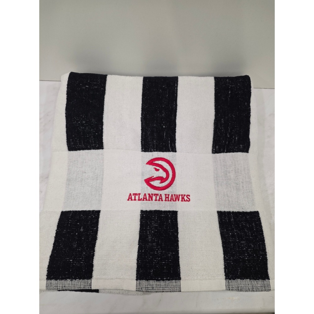 Sports Fan Gameday Beach Towel Striped Atlanta Hawks Hit Promotional Black White